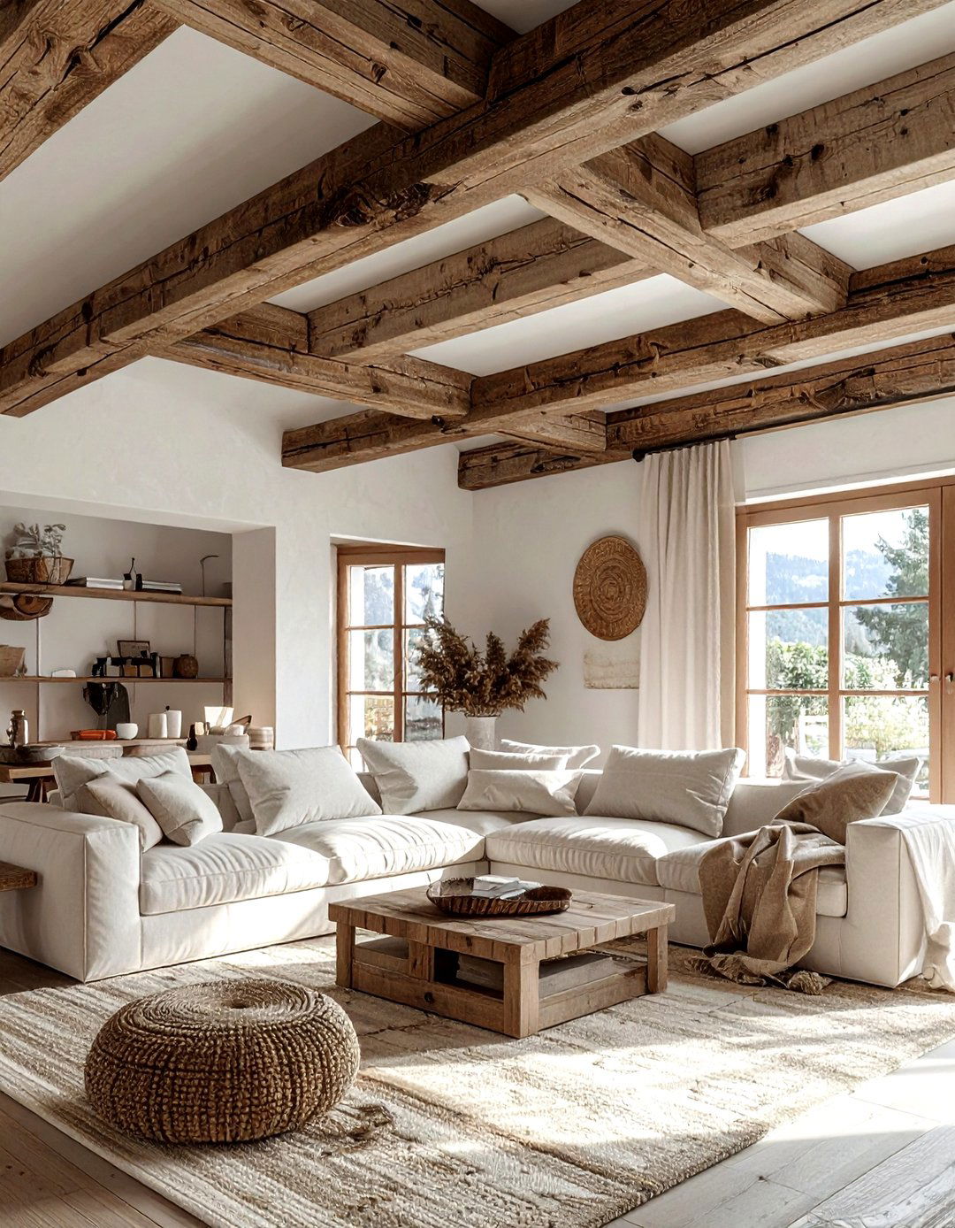 Exposed Wood Beam Ceiling - 30 ski chalet living room ideas