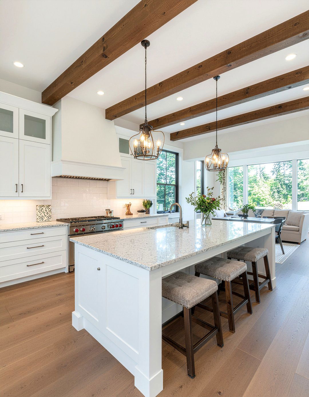 Exposed Wood Beams - 30 kitchen vaulted ceiling ideas