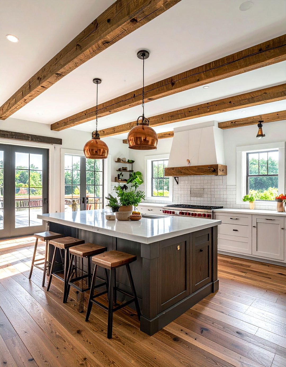 Exposed Wood Ceiling Beams - 30 welcoming kitchen ideas
