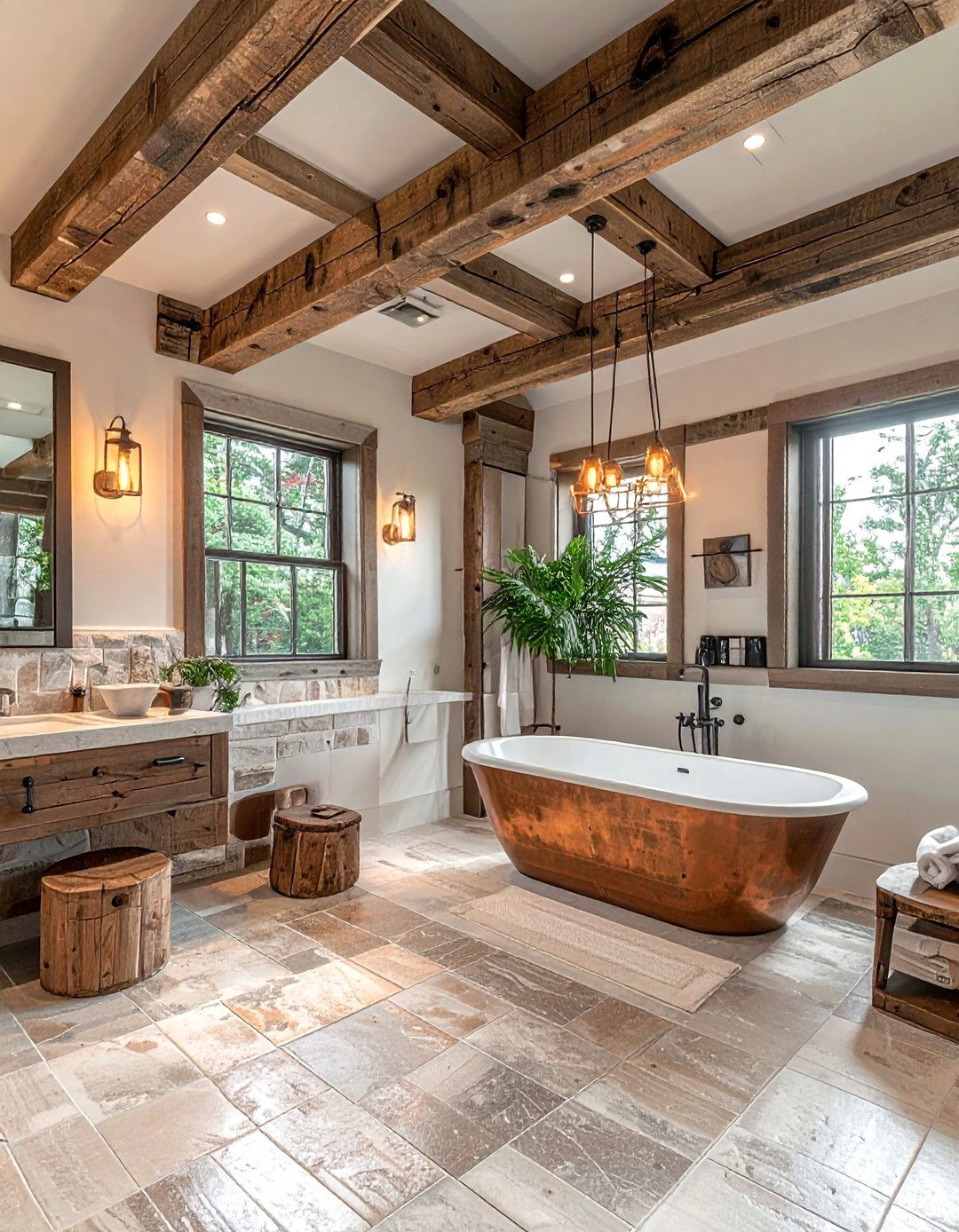 Exposed beam bathroom ceiling - 30 bathroom ceiling design ideas