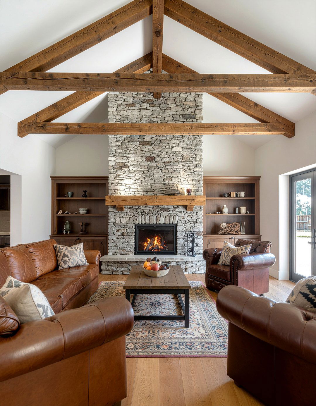 Exposed beam living room - 30 double height living room ideas