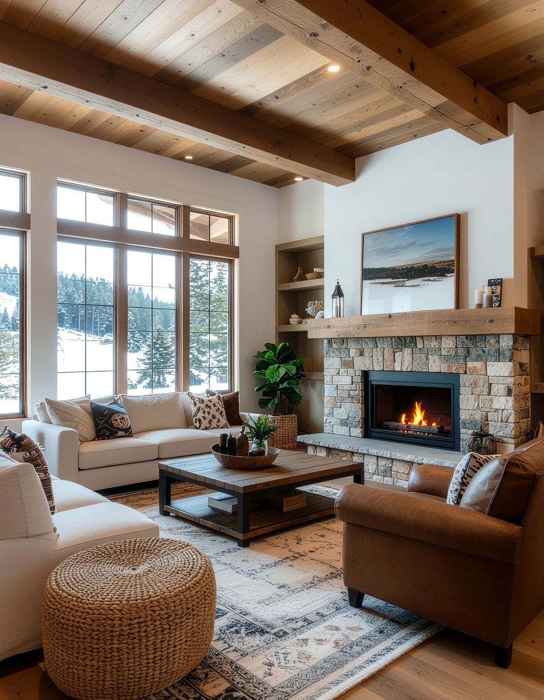 Exposed beam wall - 30 living room accent walls