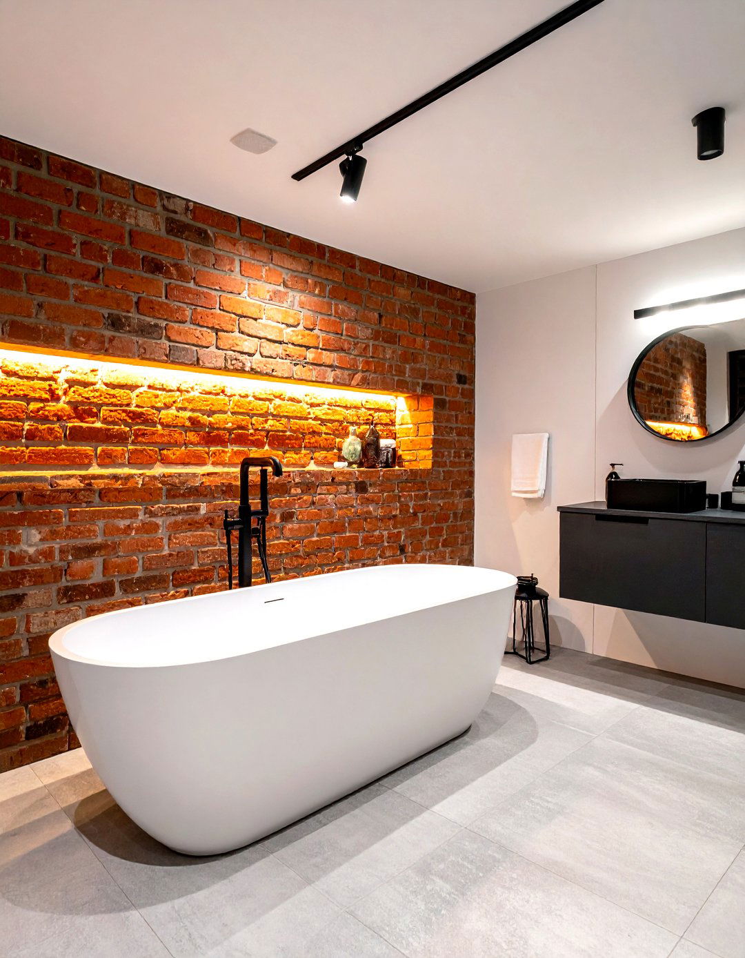 Exposed brick bathroom wall - 30 Southern bathroom ideas