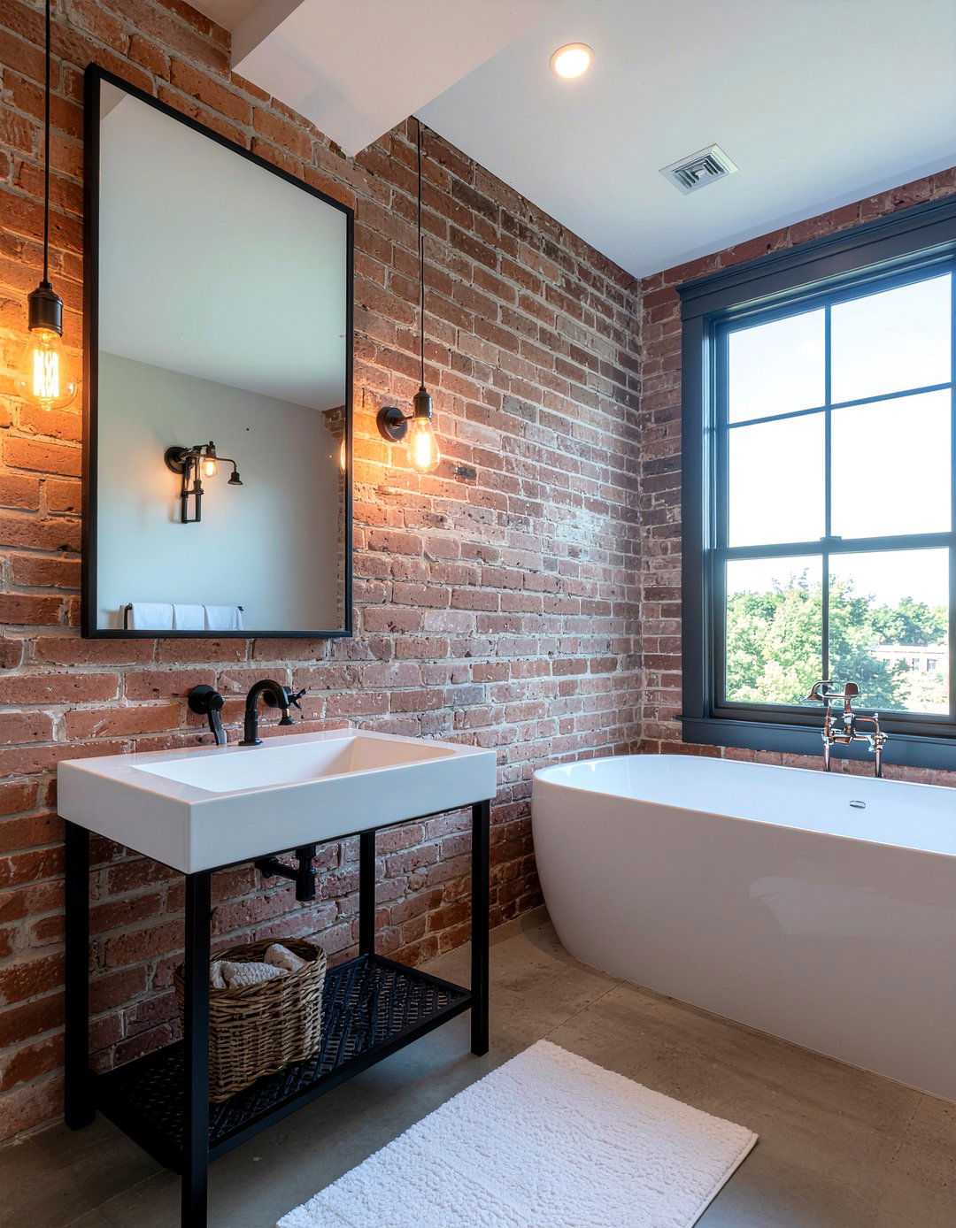 Exposed brick bathroom wall - 30 bathroom textured wall ideas