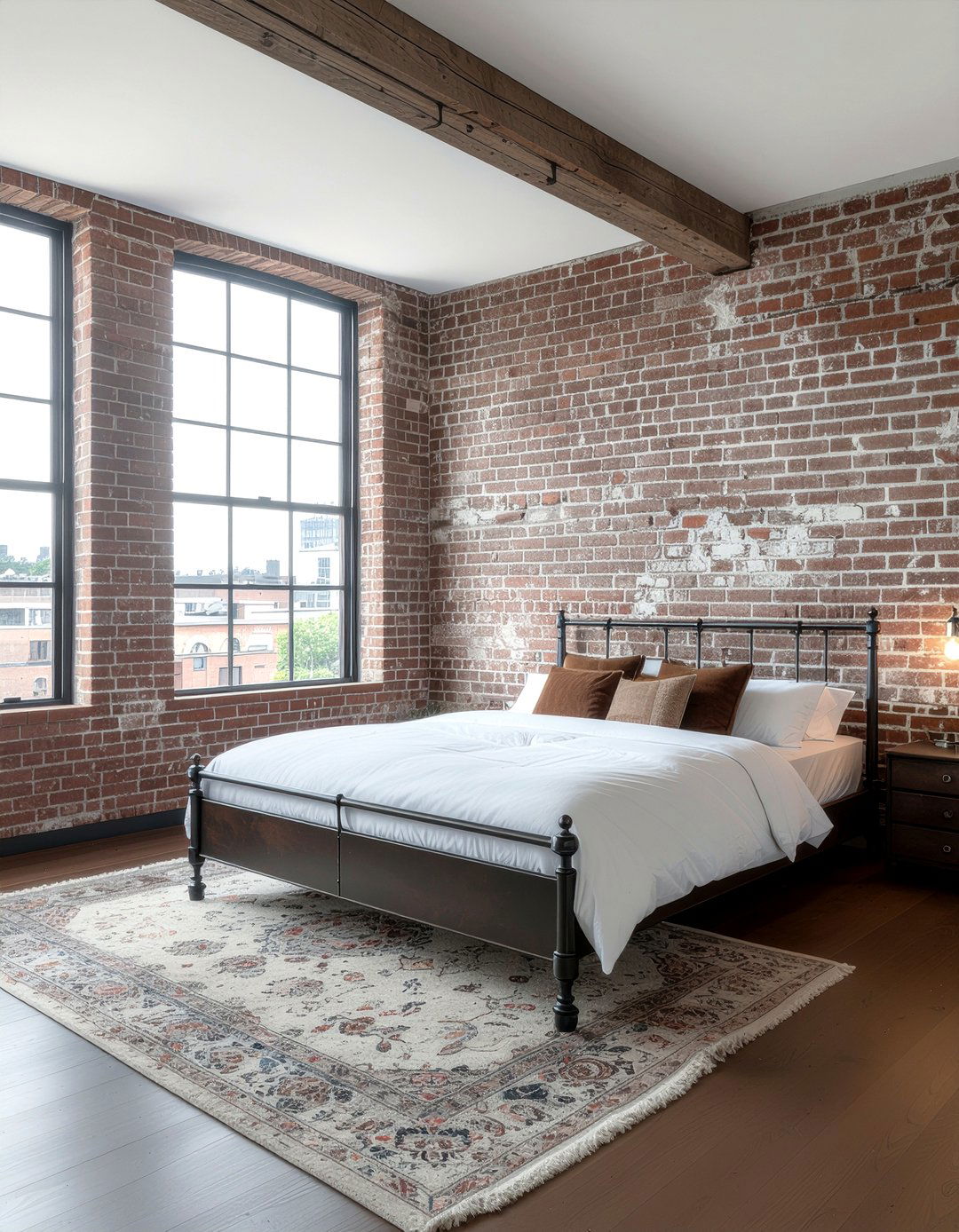Exposed brick bedroom wall - 30 bedroom wall texture ideas
