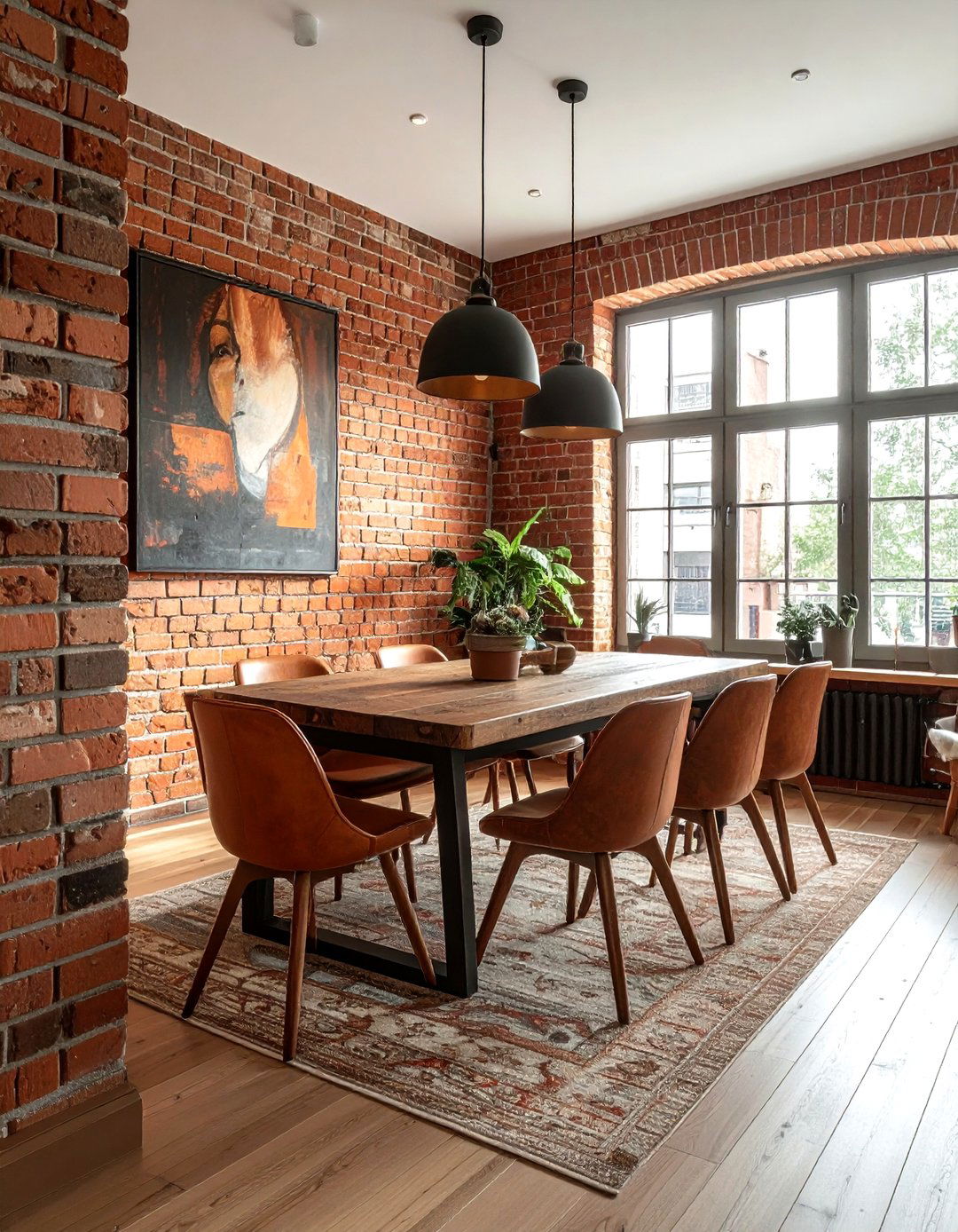 Exposed brick dining room - 30 Savannah dining room ideas