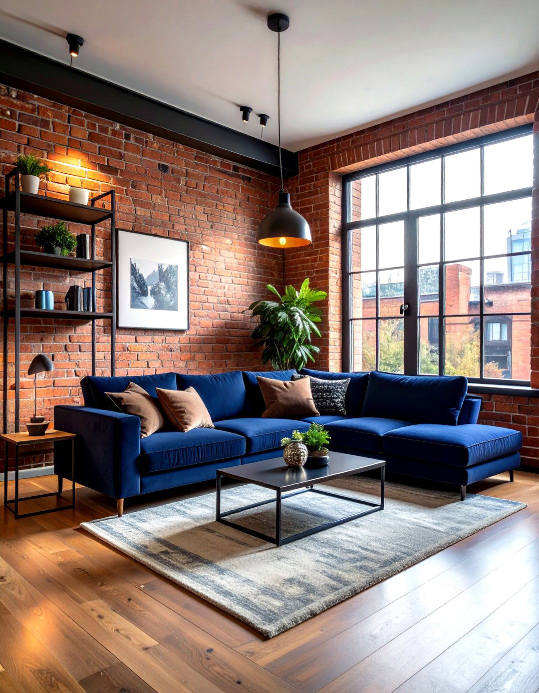 Exposed brick living room - 30 loft style living room ideas