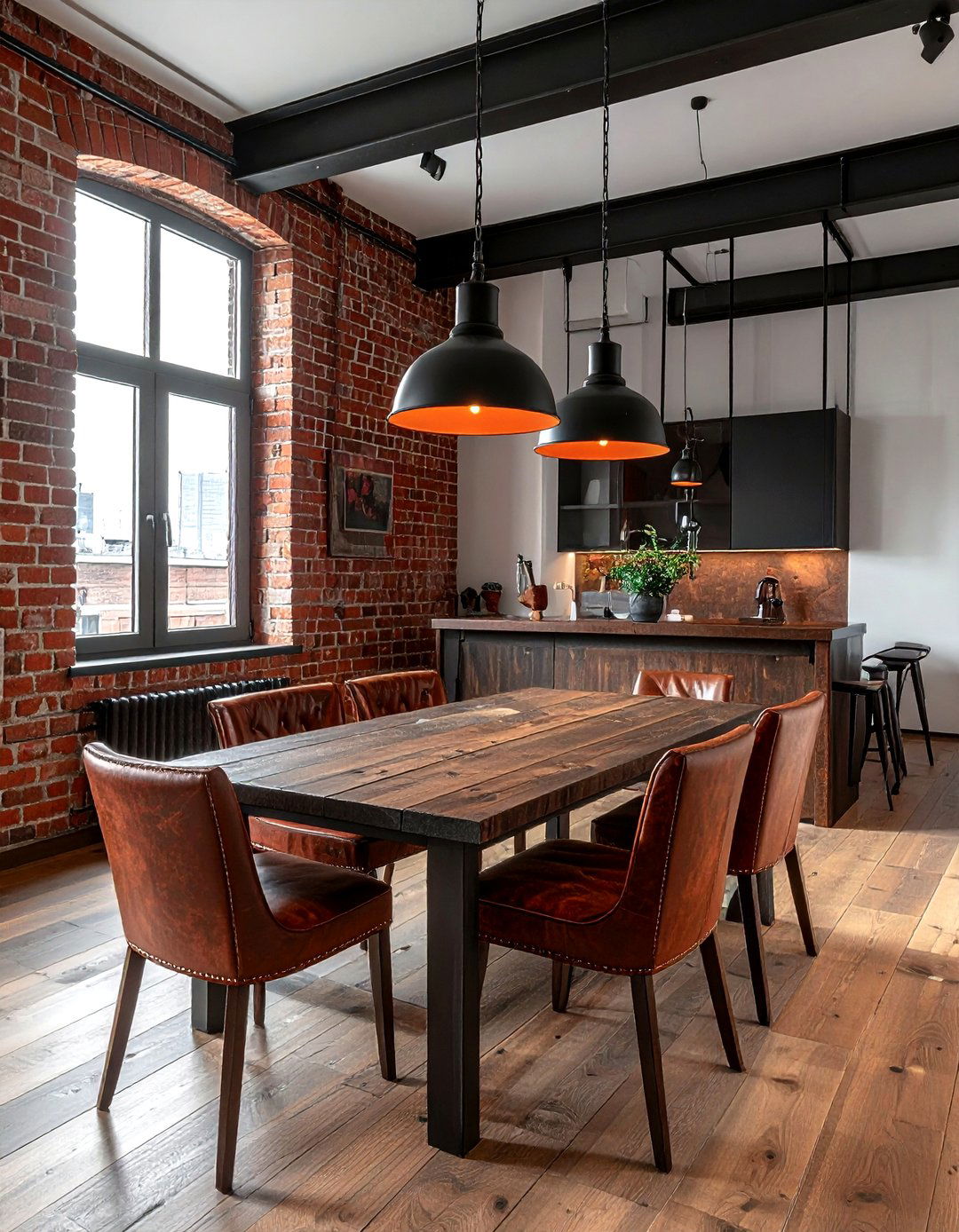 Exposed brick loft dining - 30 loft dining room ideas