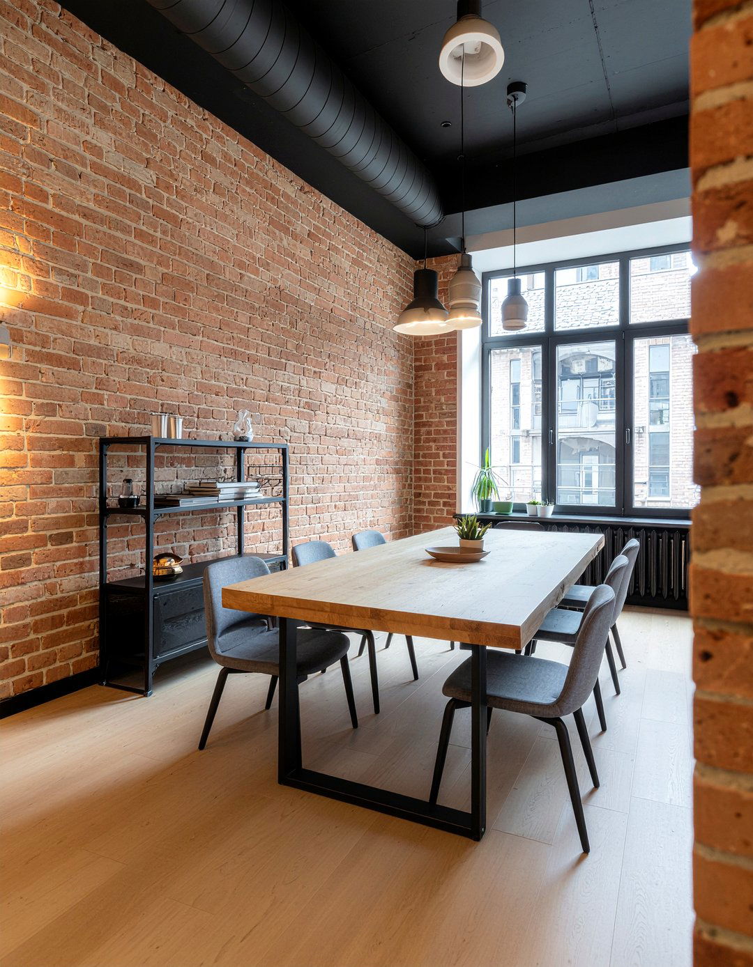 Exposed brick wall dining room - 30 Argentine dining room ideas