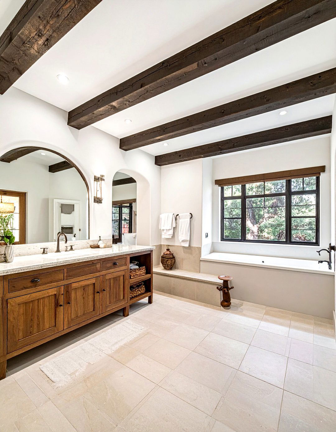 Exposed ceiling beams - 30 southwestern bathroom ideas