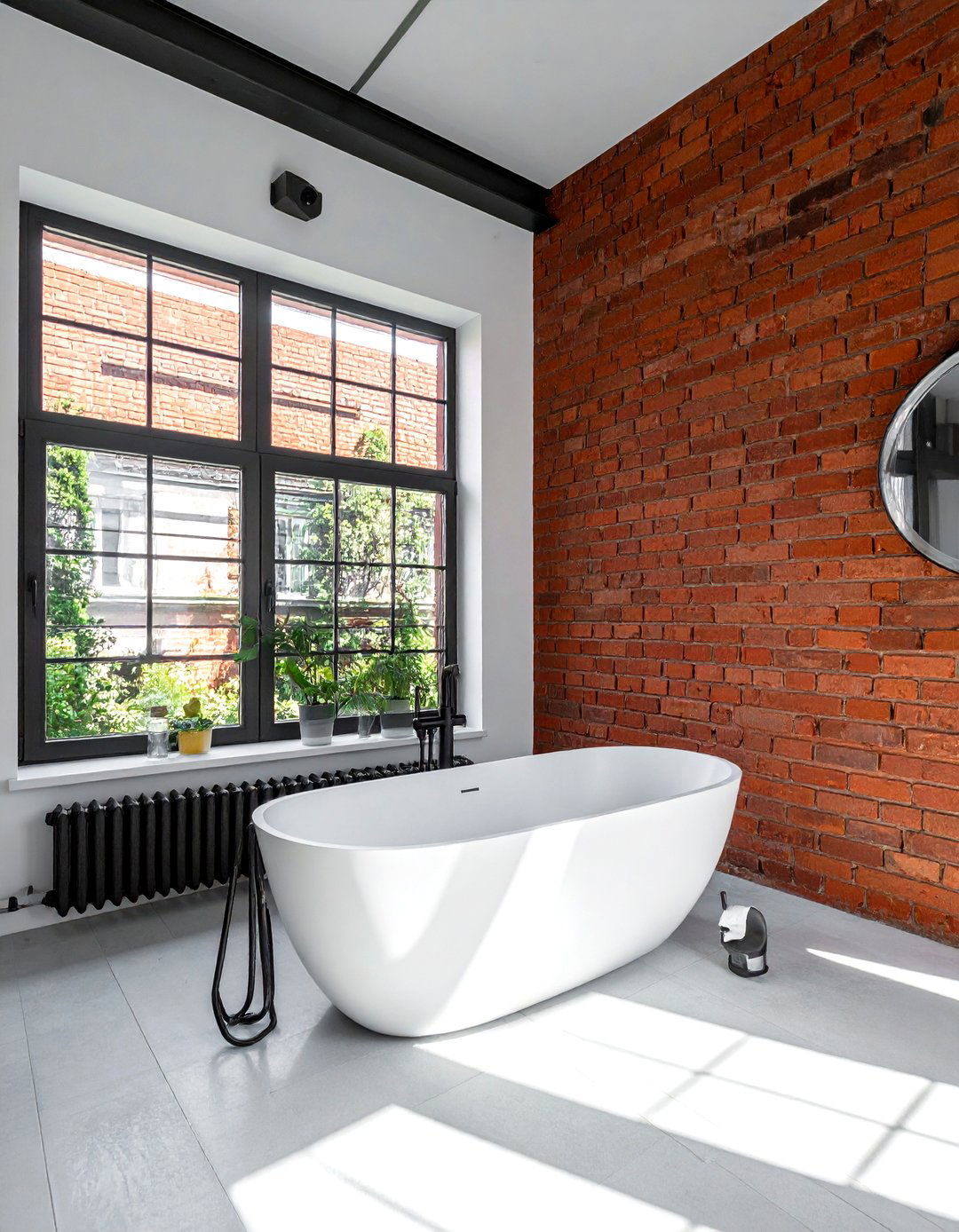 Exposed red brick wall - 30 brick bathroom ideas