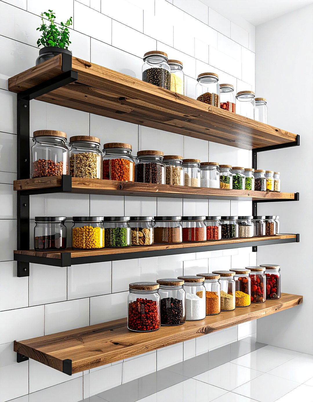 Exposed shelving with glass jars - 30 kitchen warm settings