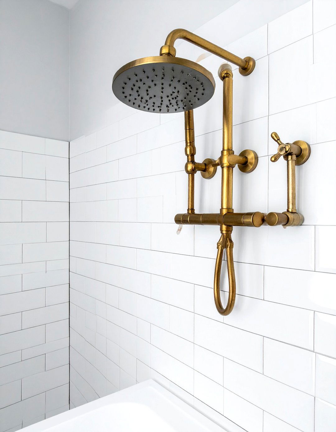 Exposed shower pipes - 30 English bathroom ideas