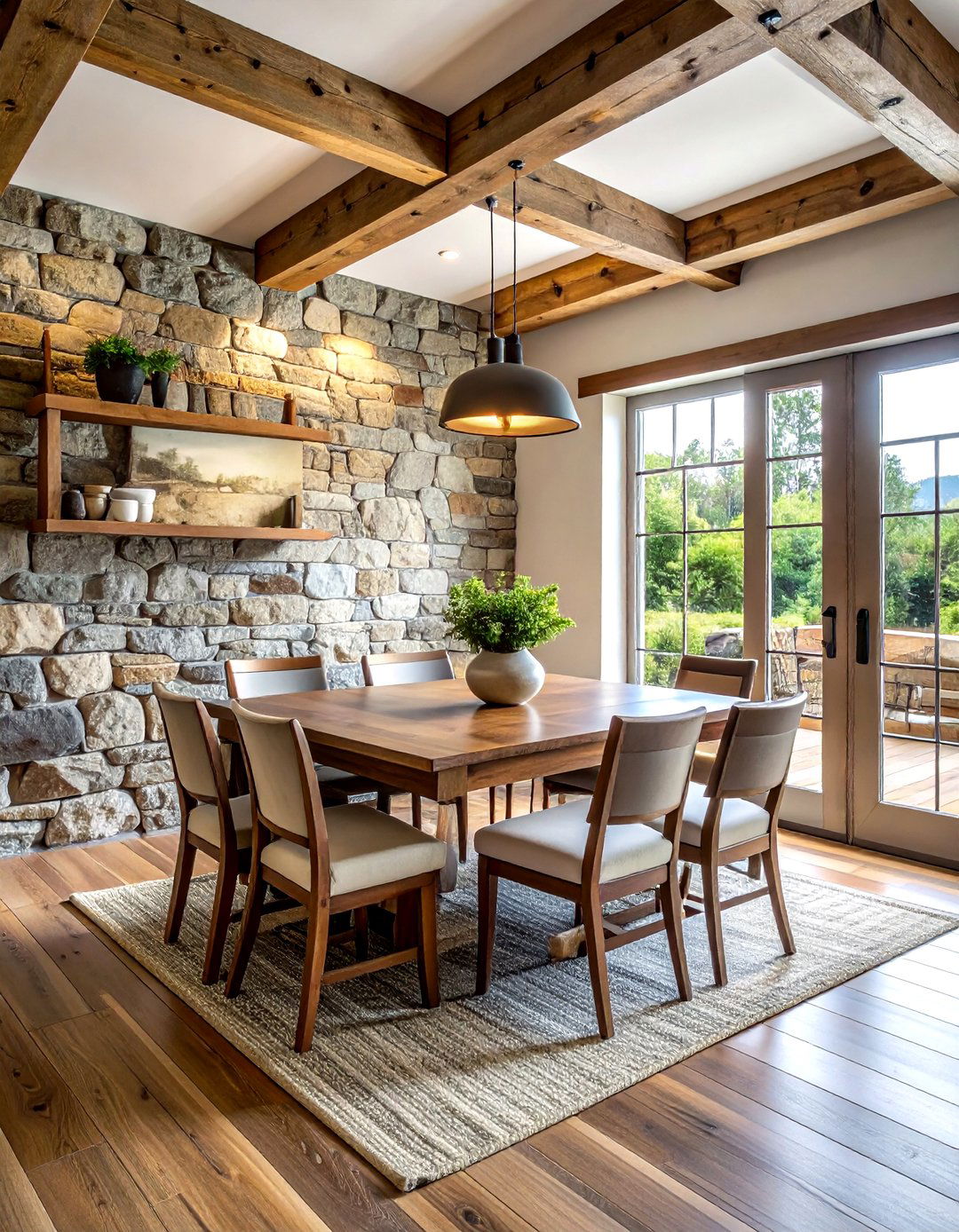 Exposed stone wall - 30 rustic farmhouse kitchen ideas