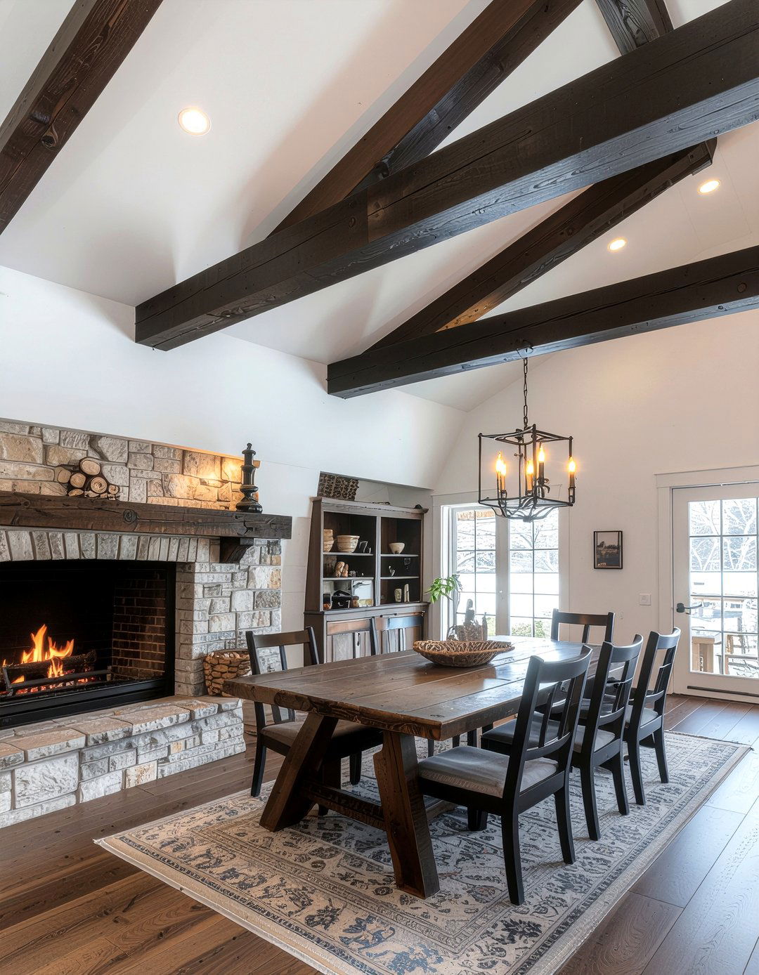 Exposed wood beams - 30 restored dining room ideas