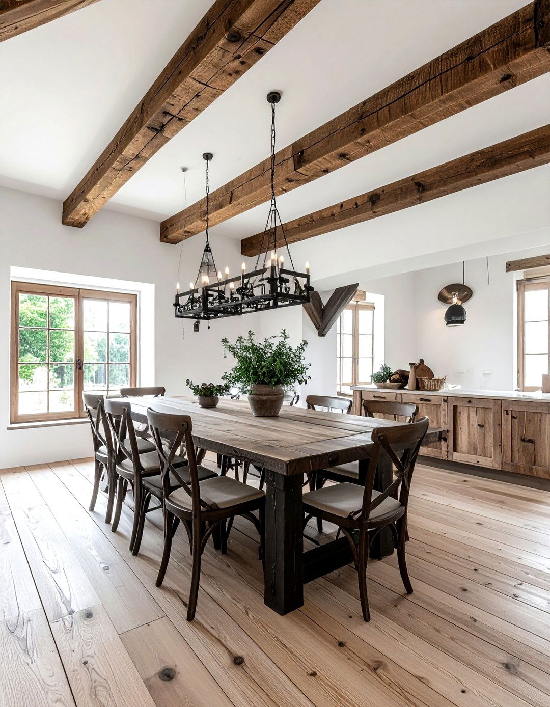 Exposed wood ceiling beams - 30 Tudor dining room ideas