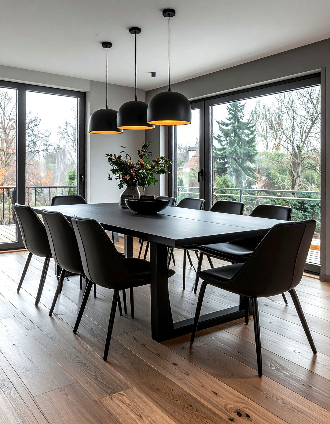 Extendable black dining table - 30 black dining room furniture ideas