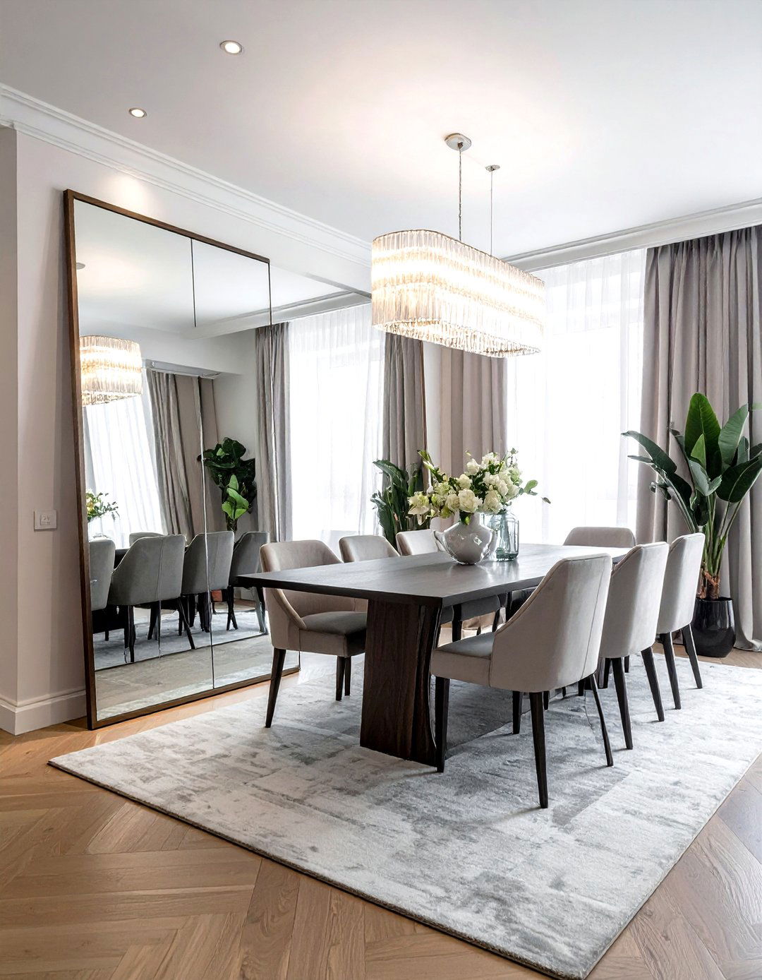 Extra wide floor mirror - 30 leaning mirror dining room ideas