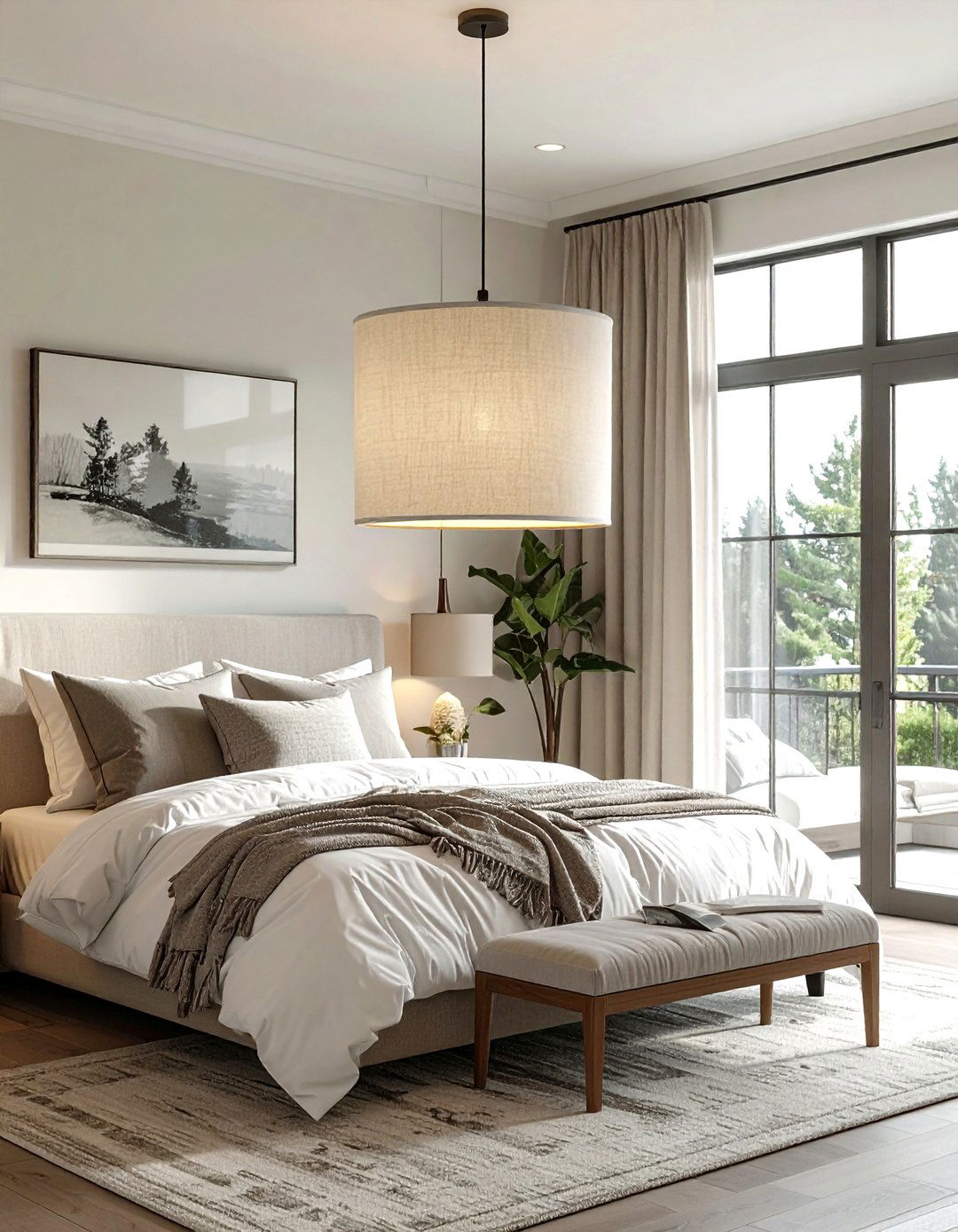 Fabric Drum Pendant - 30 bedroom lighting design