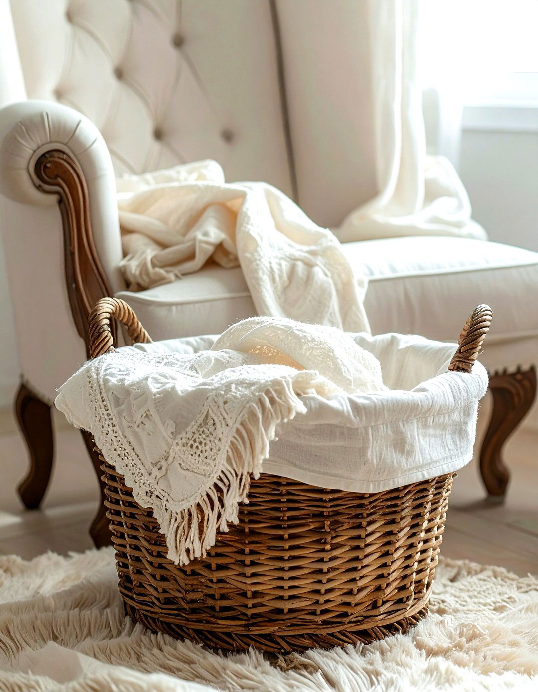 Fabric Lined Basket - 30 blanket basket ideas