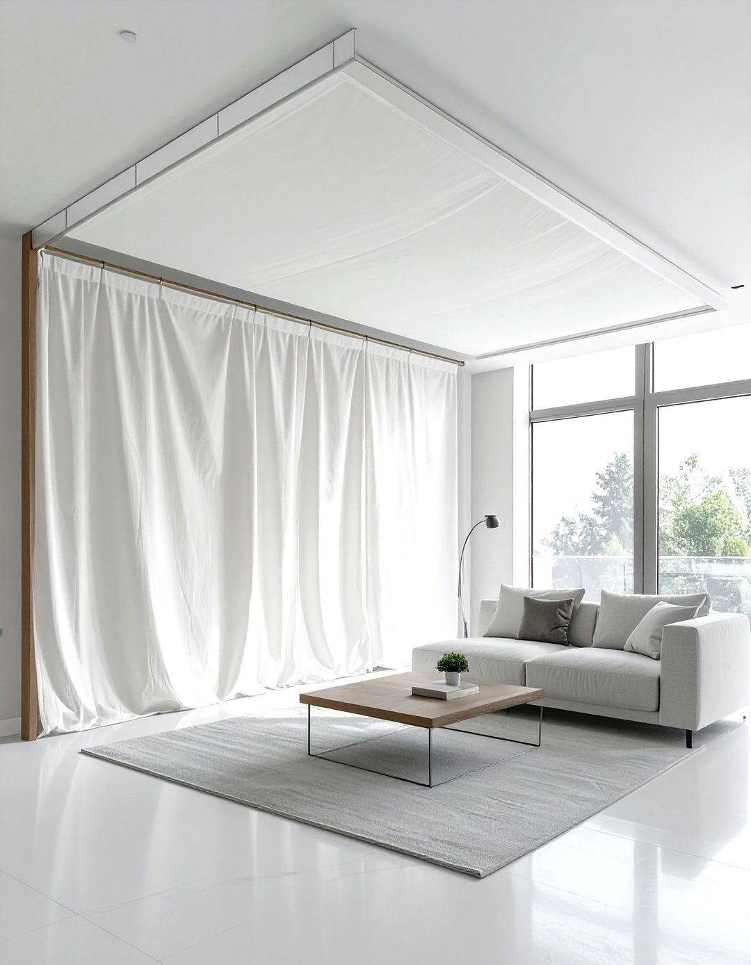 Fabric Panel Partition - 30 living room partition ideas