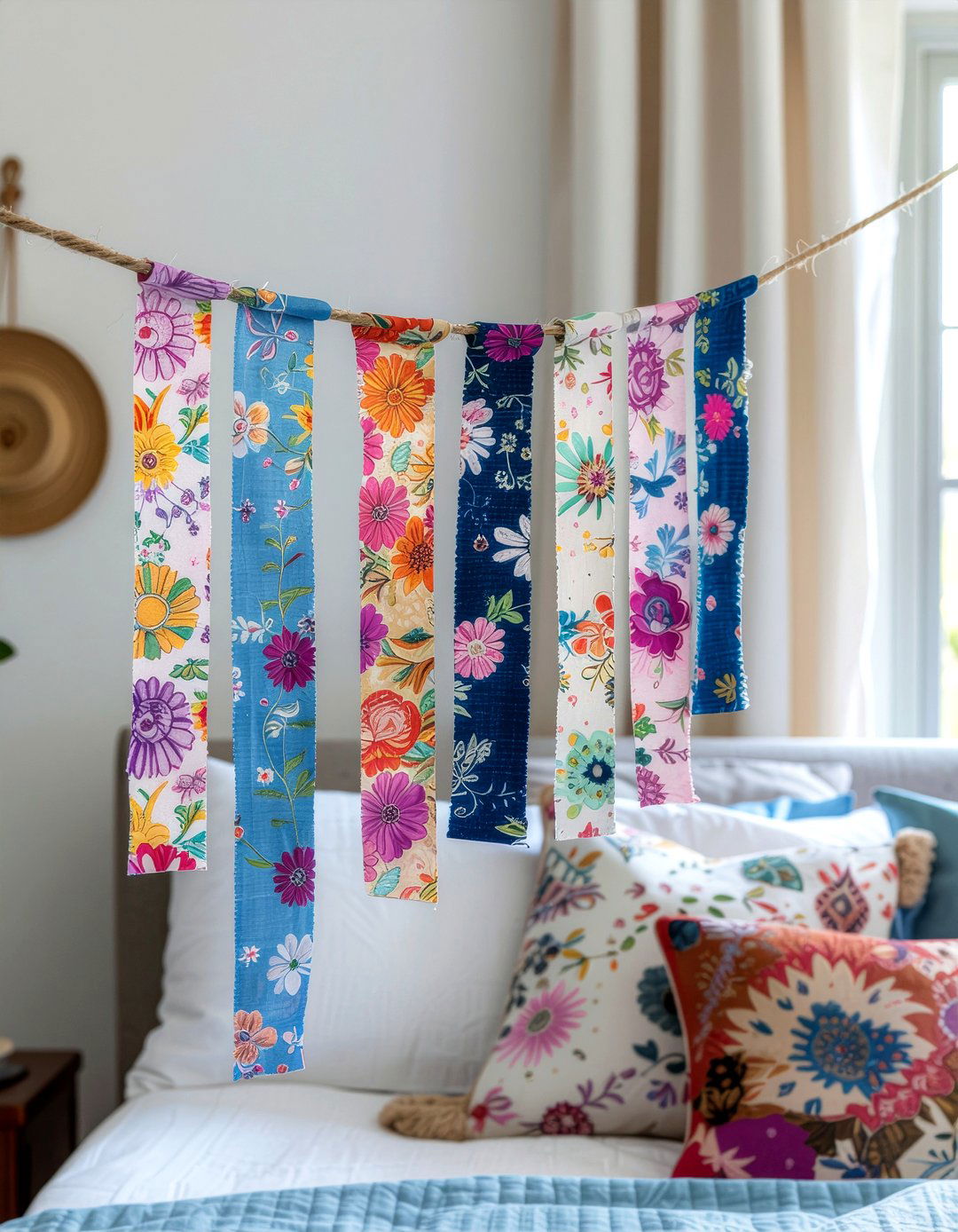 Fabric Scrap Garland - 30 upcycled bedroom ideas