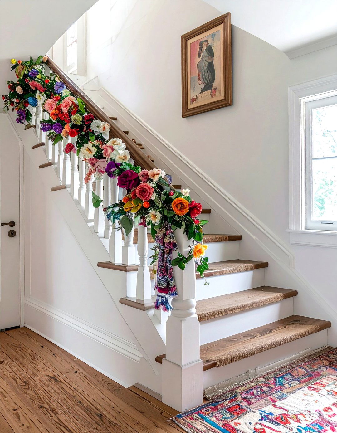 Fabric Scraps Banister - 30 banister decor ideas