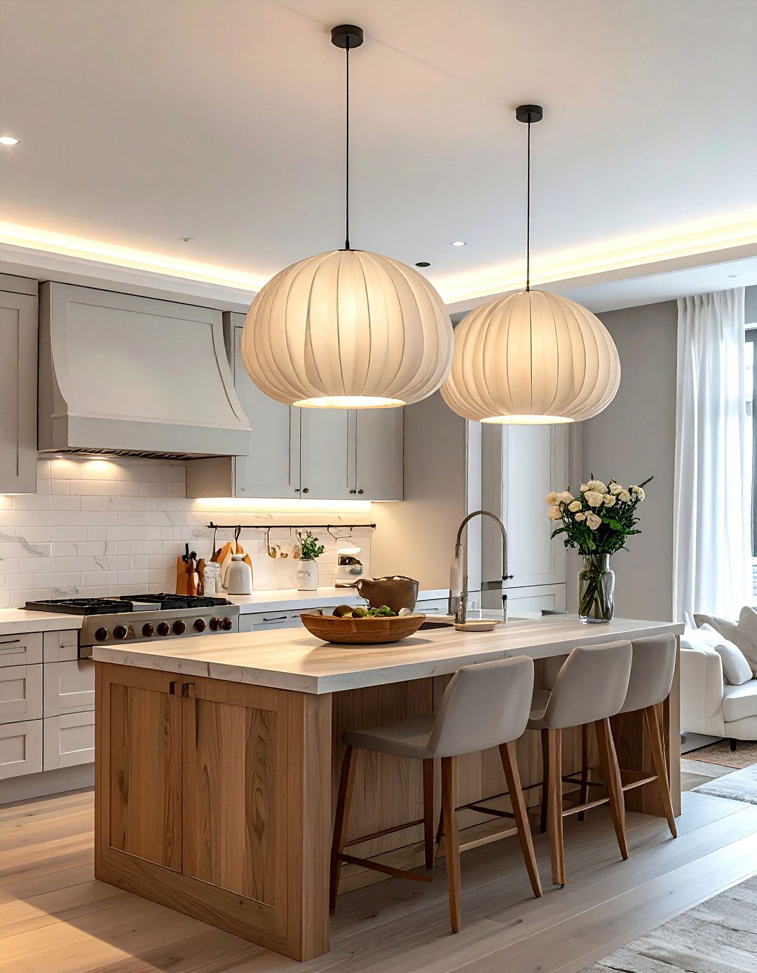 Fabric Shade Lighting - 30 unique kitchen ideas