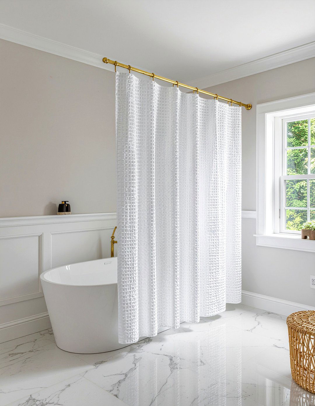Fabric Shower Curtain - 30 bathroom simple change ideas