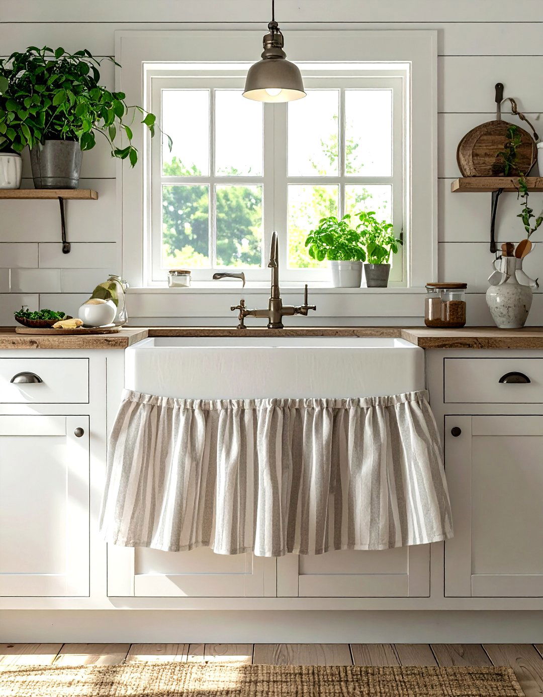 Fabric sink skirt - 30 no damage kitchen ideas