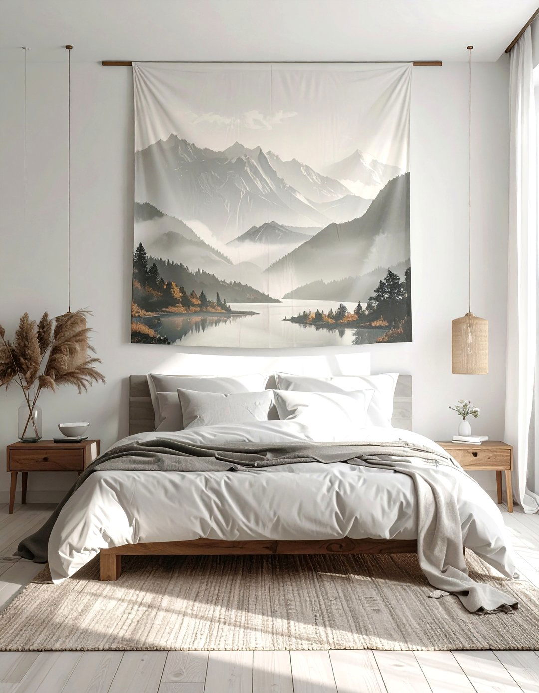 Fabric tapestry - 30 no drill bedroom ideas