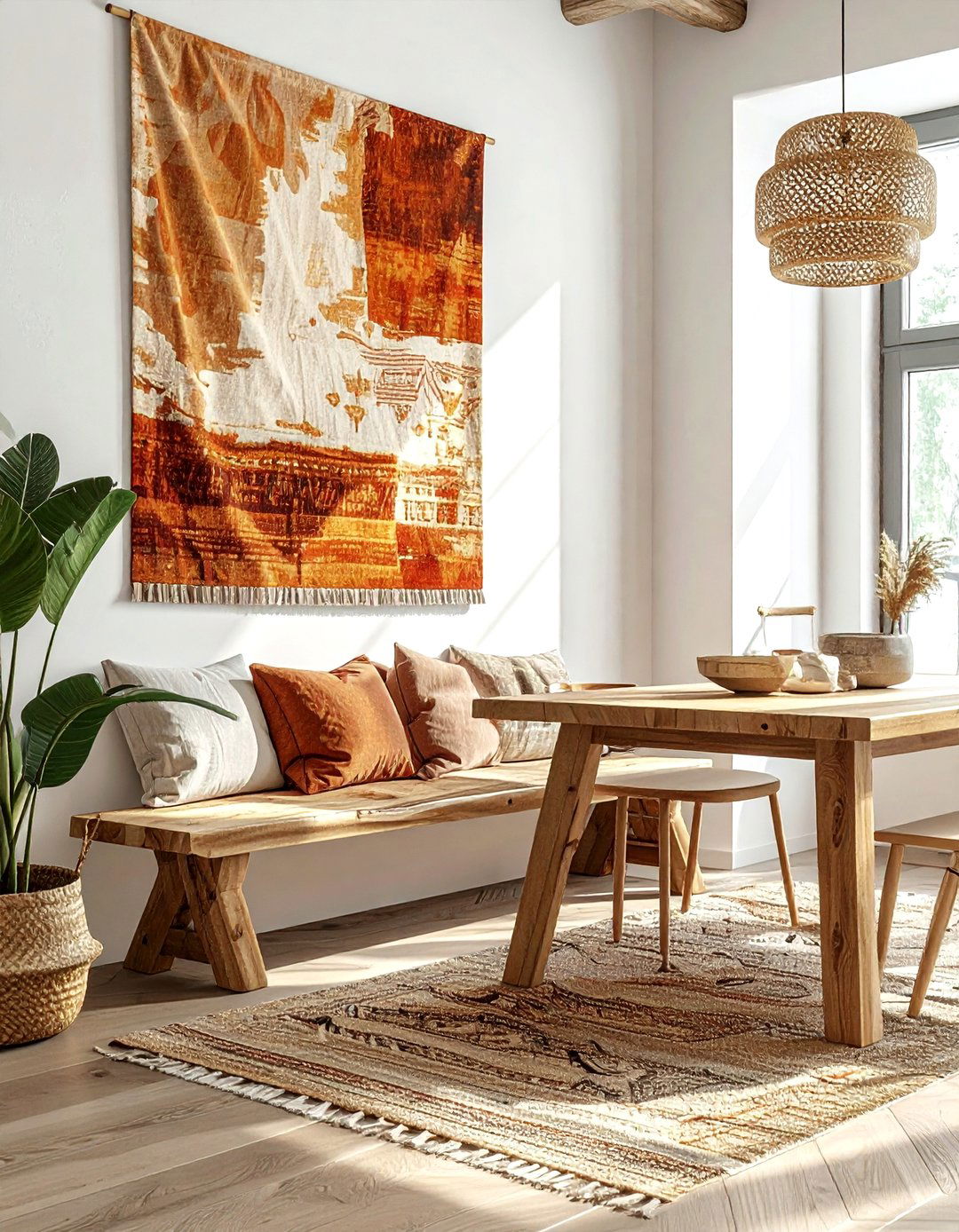 Fabric wall hanging - 30 temporary dining room ideas