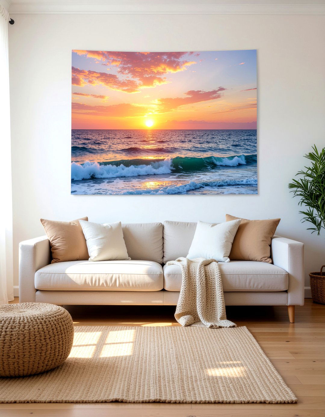 Fabric wall tapestry - 30 living room wall decor ideas