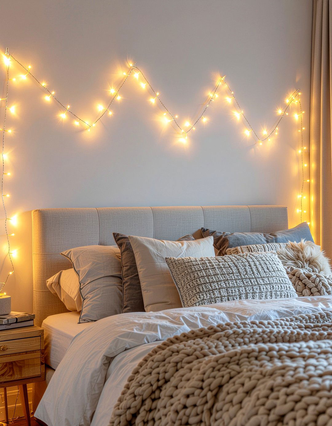 Fairy Light Wall - 30 command strip bedroom ideas