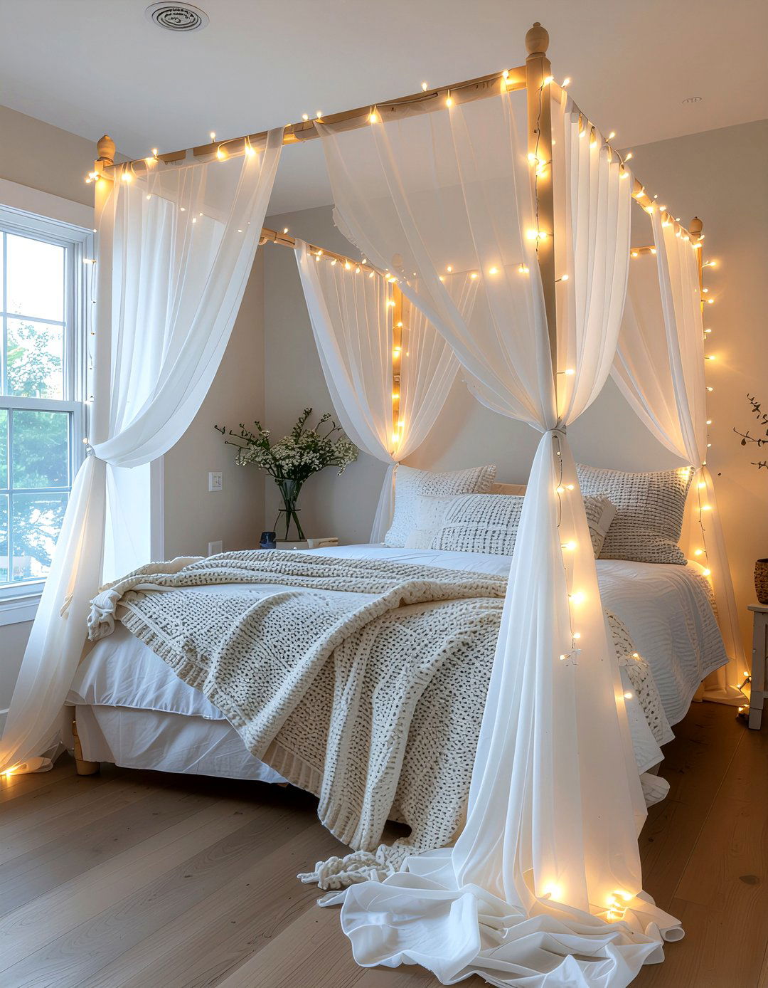 Fairy light bed canopy - 30 fairy light ideas