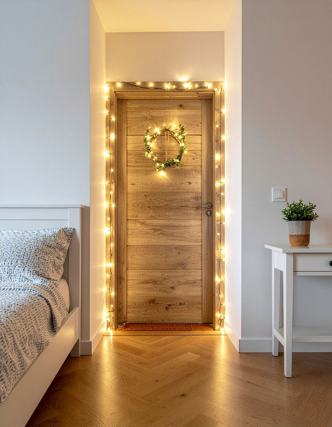 Fairy lights around door - 30 bedroom fairy lights ideas