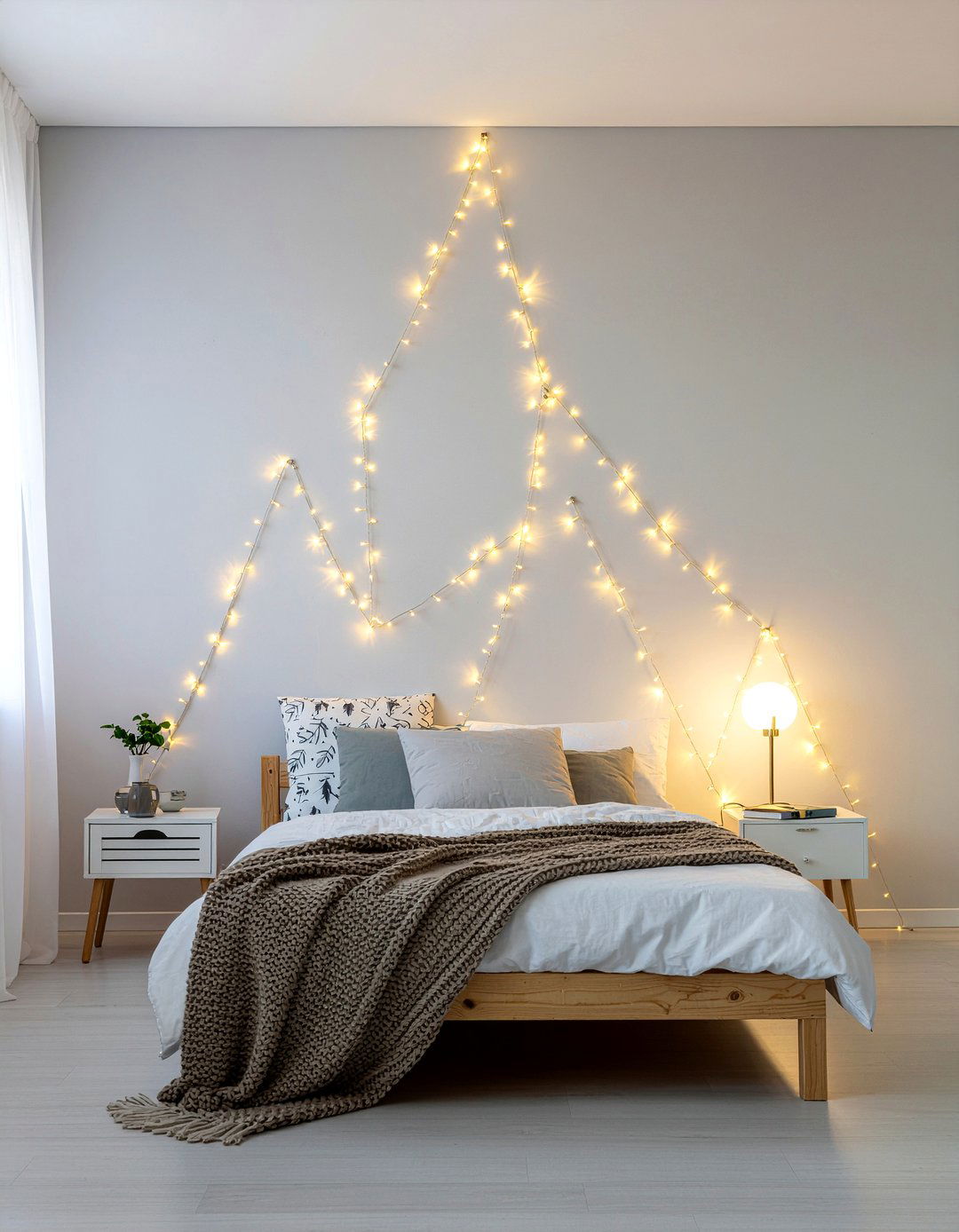 Fairy lights wall art - 30 bedroom fairy lights ideas