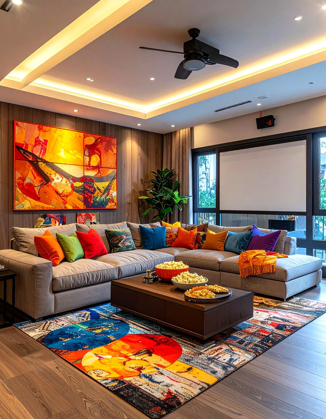 Family Room Sectional Projector Area - 30 living room projector ideas