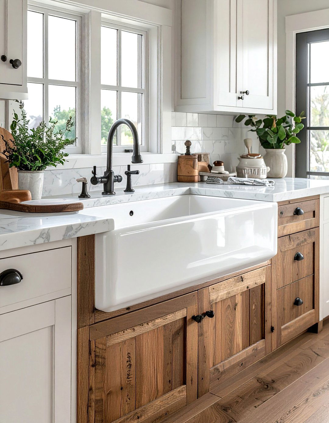 Farmhouse Apron Front Sink - 30 peaceful kitchen ideas