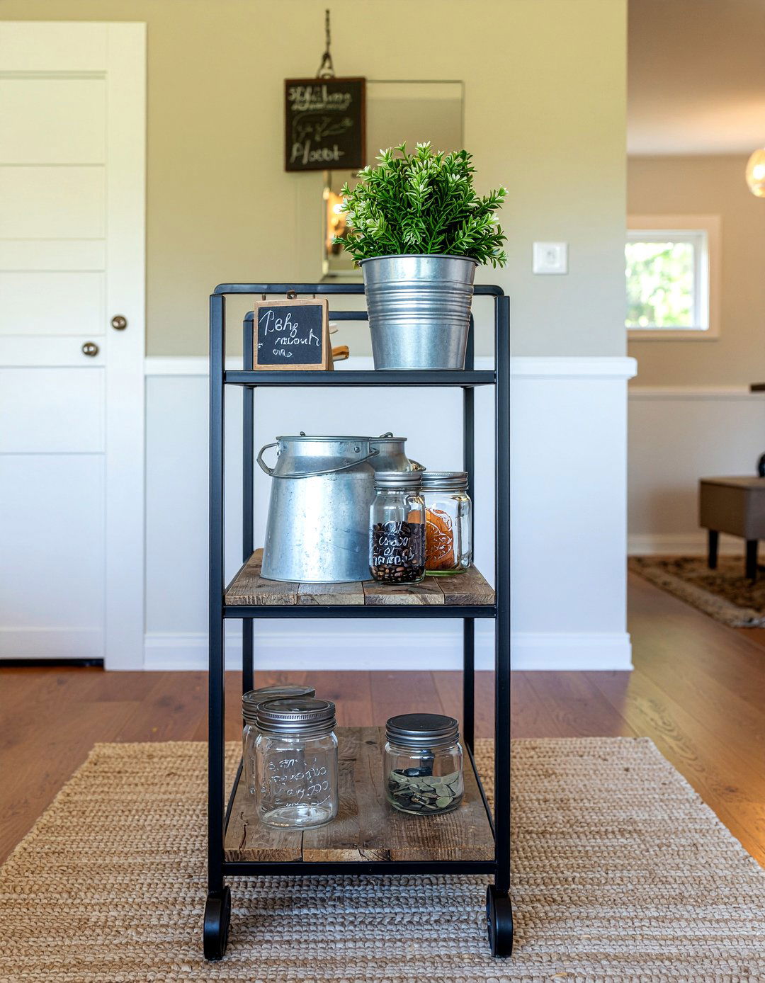 Farmhouse Bar Cart - 30 living room bar cart ideas