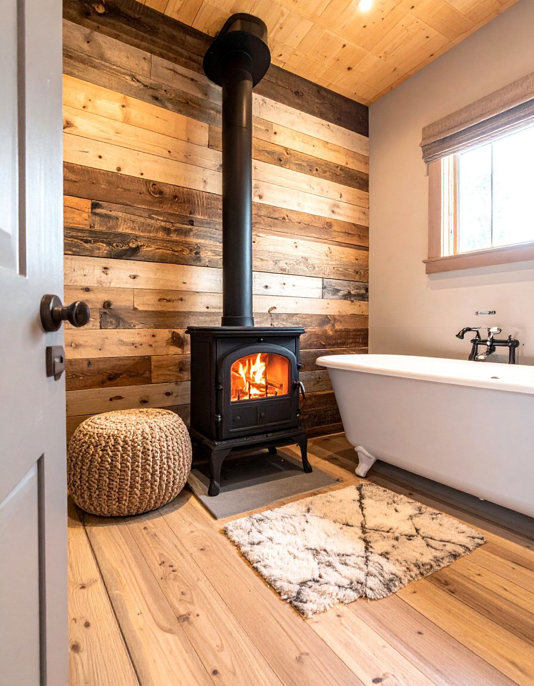 Farmhouse Bathroom Wood Stove - 30 bathroom with fireplace ideas