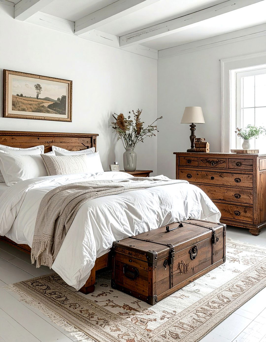 Farmhouse Bedroom With Antique Furniture - 30 farmhouse white bedroom ideas