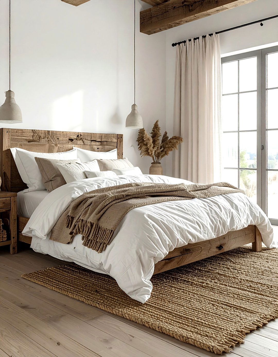 Farmhouse Bedroom With Layered Textures - 30 farmhouse white bedroom ideas