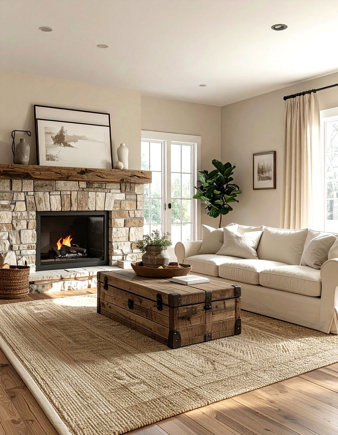 Farmhouse Beige Living Room - 30 living room beige walls