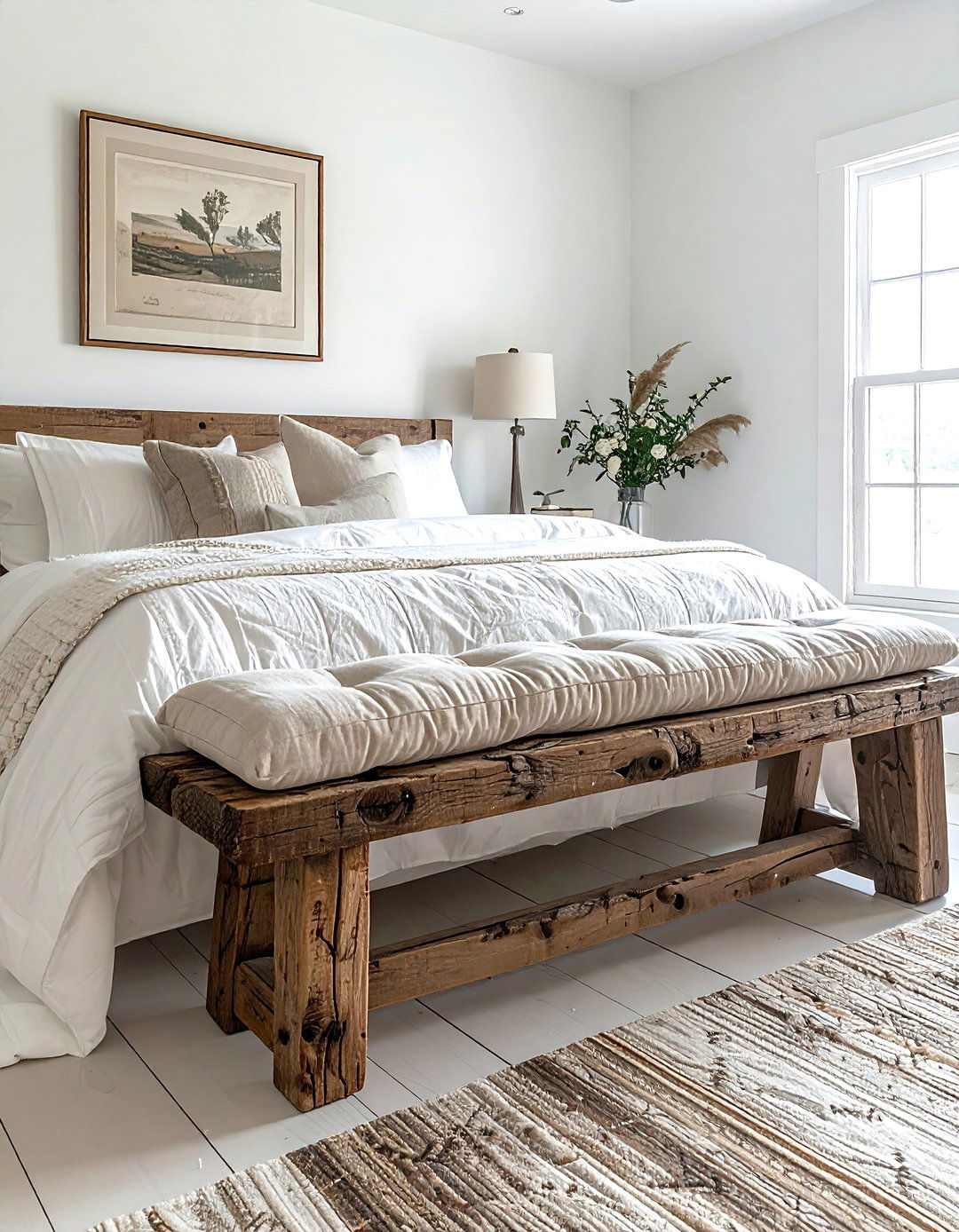 Farmhouse Bench - 30 secondhand bedroom ideas