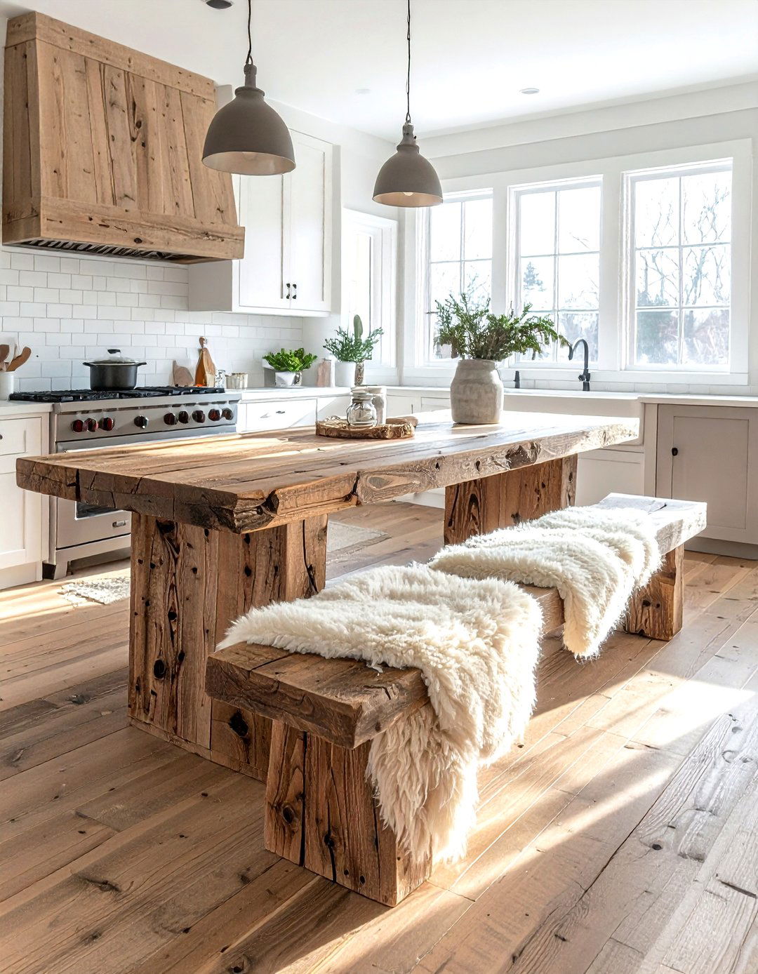 Farmhouse Bench And Wood Table - 30 wood dining table ideas