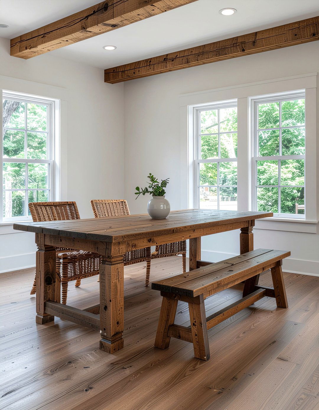 Farmhouse Bench Seating - 30 dining room timeless element ideas