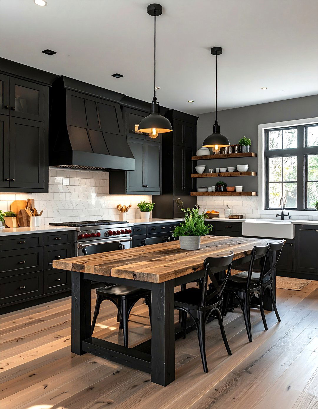 Farmhouse Black Kitchen - 30 black kitchen furniture ideas