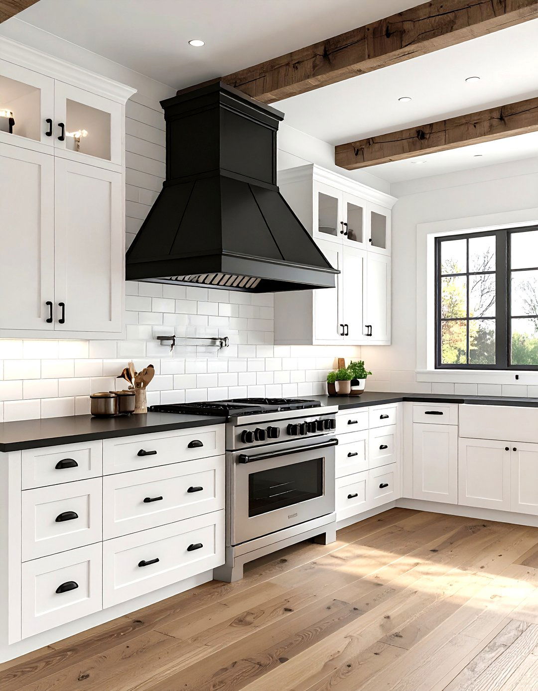 Farmhouse Black Vent Hood - 30 black hood kitchen ideas