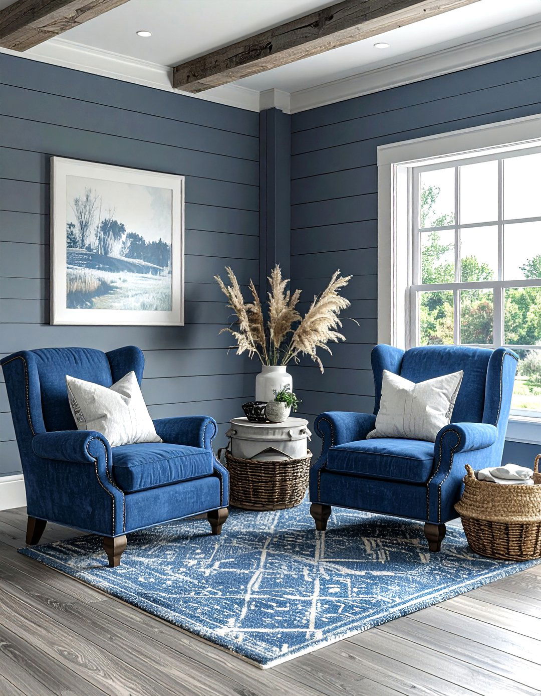 Farmhouse Blue And Gray Living Room - 30 blue and gray living room ideas